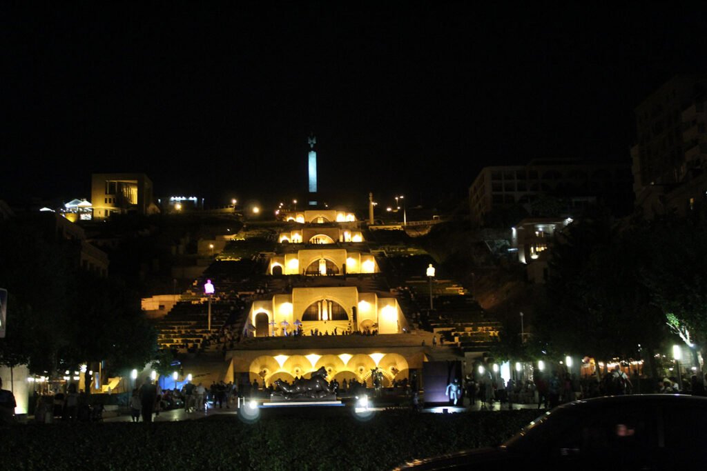 Yerevan cascade at night