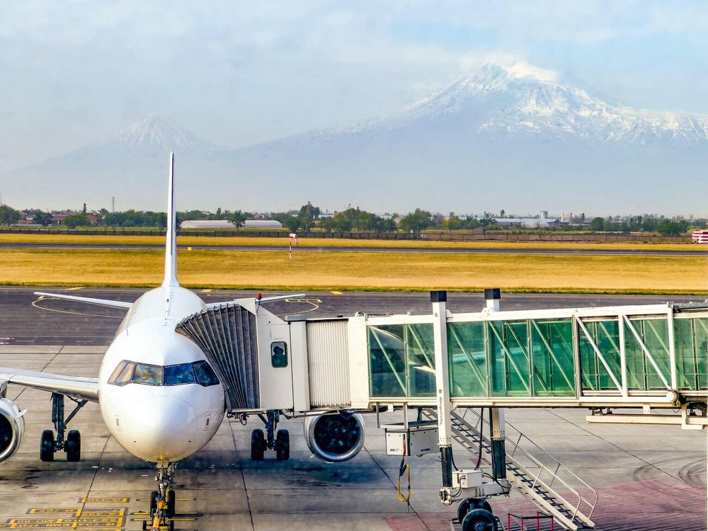 yerevan airport with ararat mountains