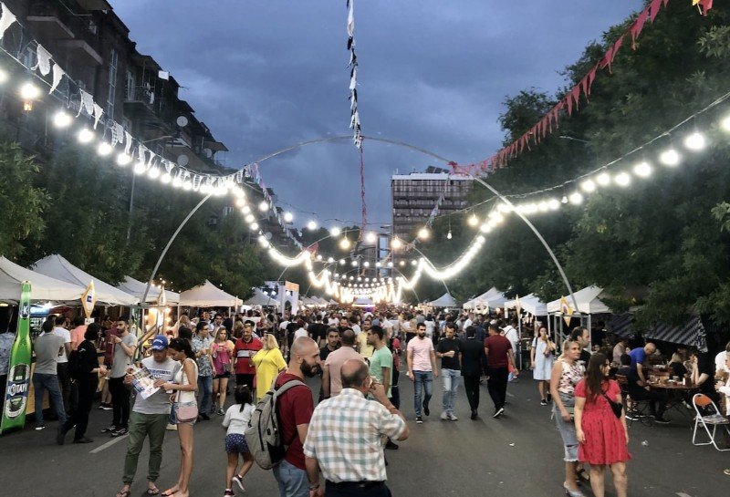 Tourists at beer festival Yerevan