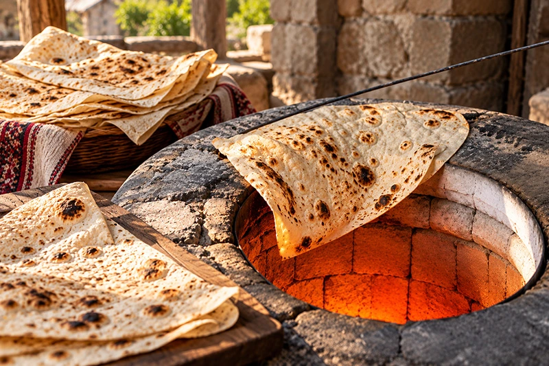 Traditional Armenian lavash baking during Armenia cultural tours